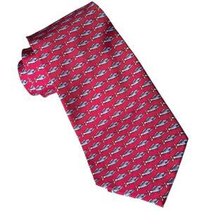 Sero New England 100% Silk Tie Red Fish